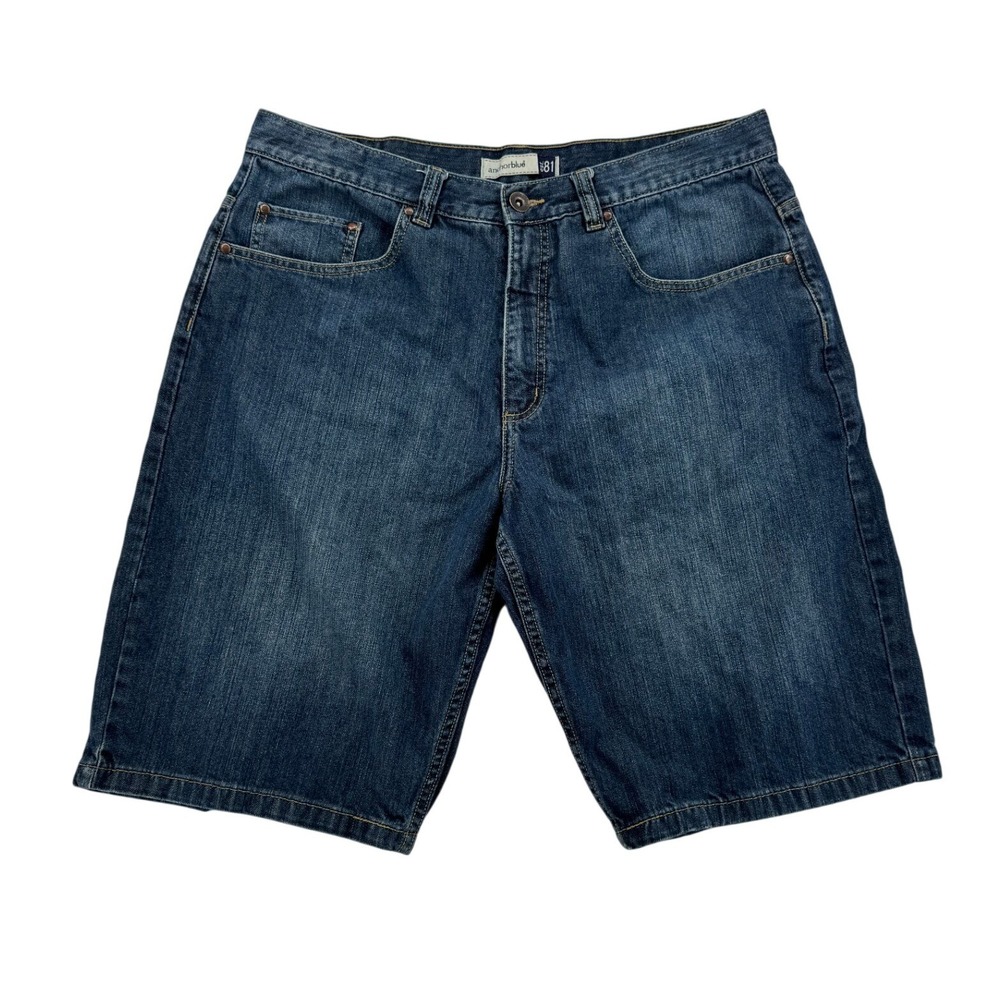Vintage Anchor Blue Baggy Denim Shorts Mens 36 Blue Excellent Y2K Skater Jorts